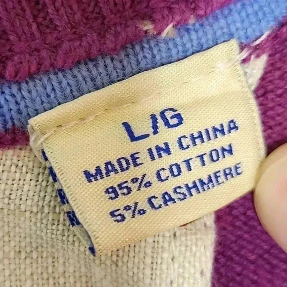 Tommy Bahama Mens Size Large Cotton Cashmere Blend Quarter Zip Sweater Purple - Picture 5 of 5